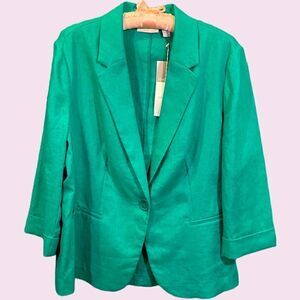 Chico’s Green Linen Lightweight Jacket